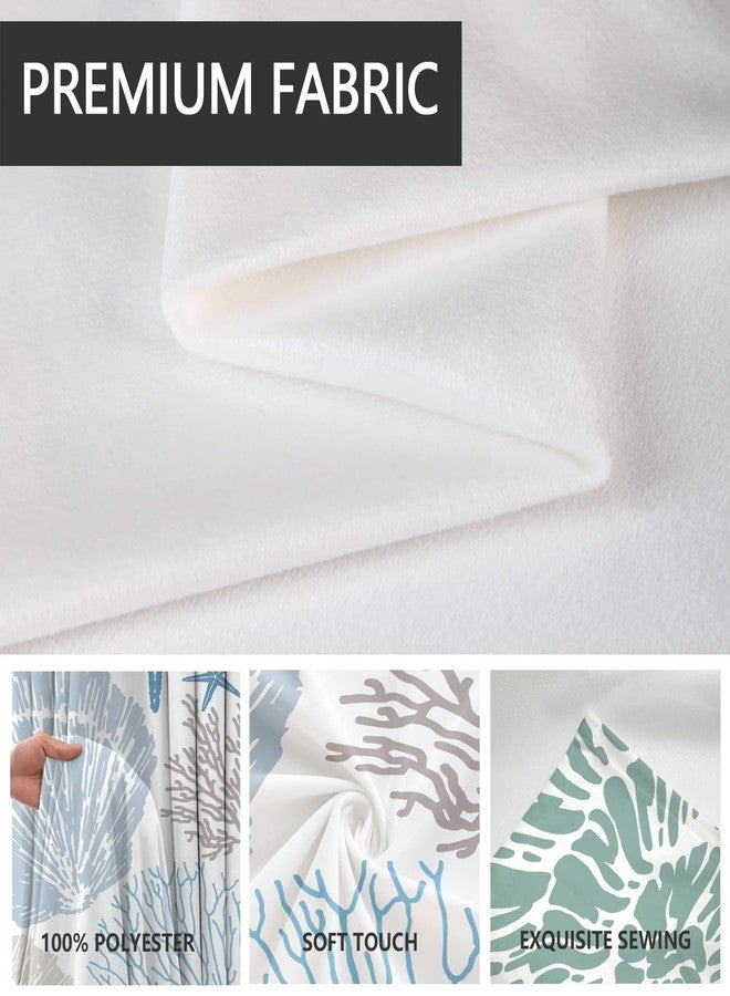 AAtter Coastal Window Curtain Nautical Beach Ocean Starfish Seashell Seahorse Conch Tropical Beachy Under The Sea Living Room Bedroom Drapes Treatment Fabric 1 Pair Home Decor, 42" W x 63" L, Modern - Image 2